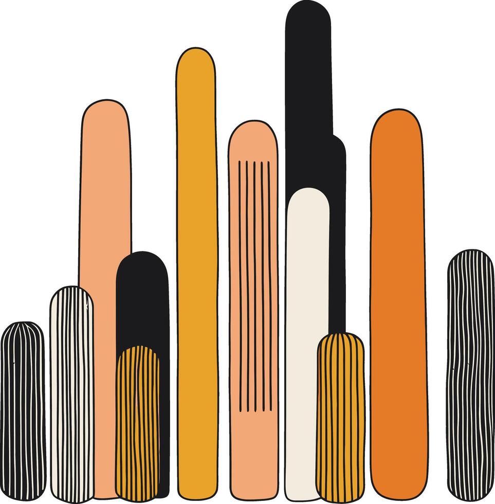 Abstract Hand-Drawn Colorful Vertical Shapes Illustration - Modern Art Design vector