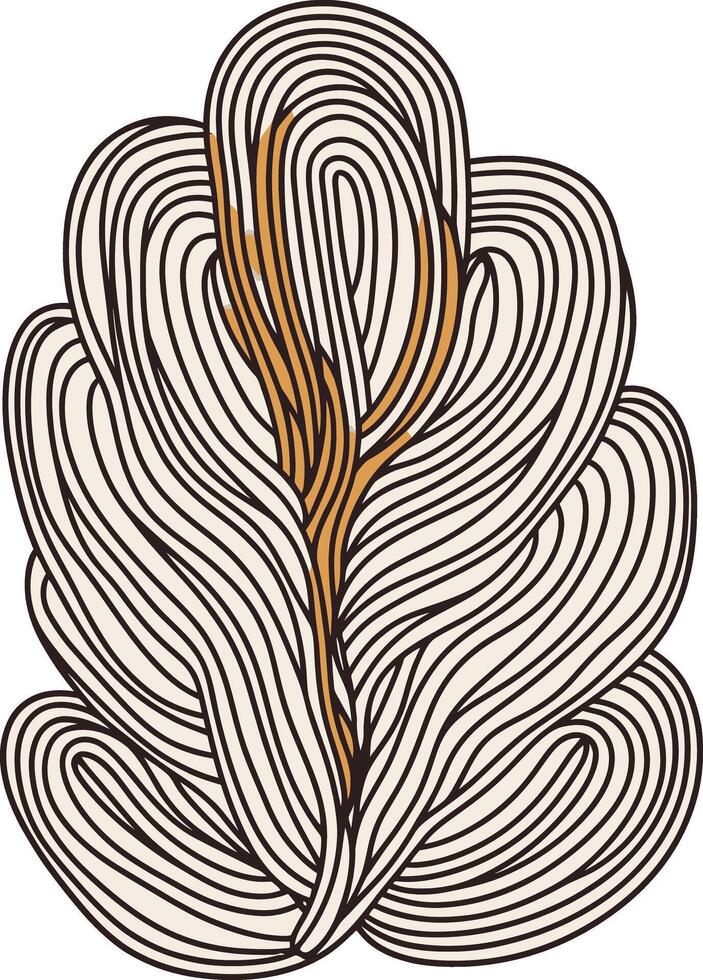 Abstract Leaf Design with Brown Accents and Intricate Line Patterns vector