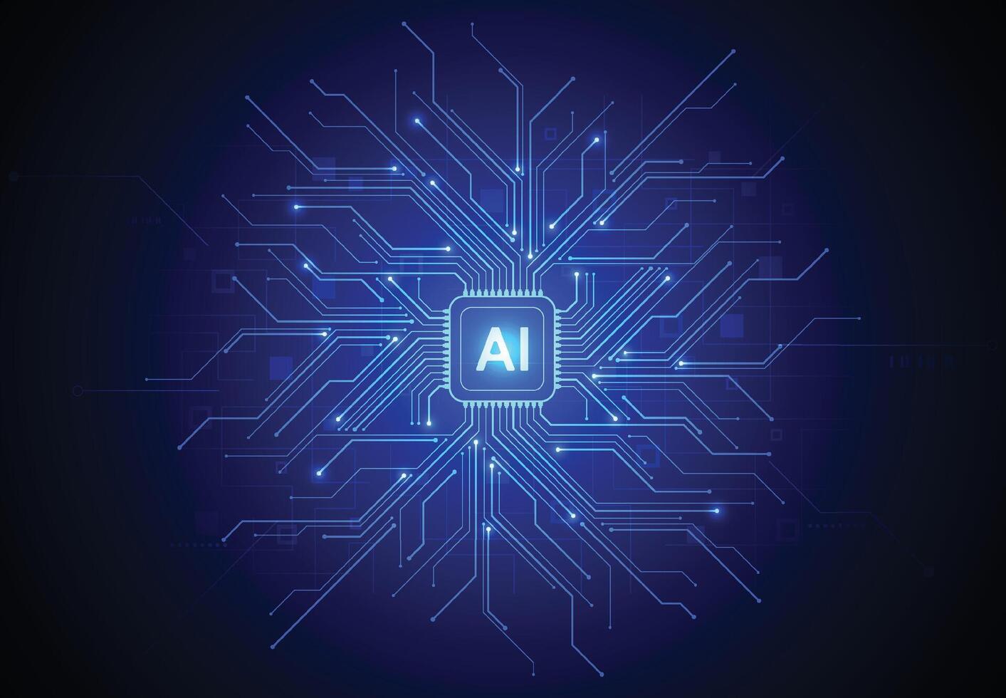 Artificial intelligence chipset on circuit board in futuristic concept technology artwork for web, banner, card, cover vector
