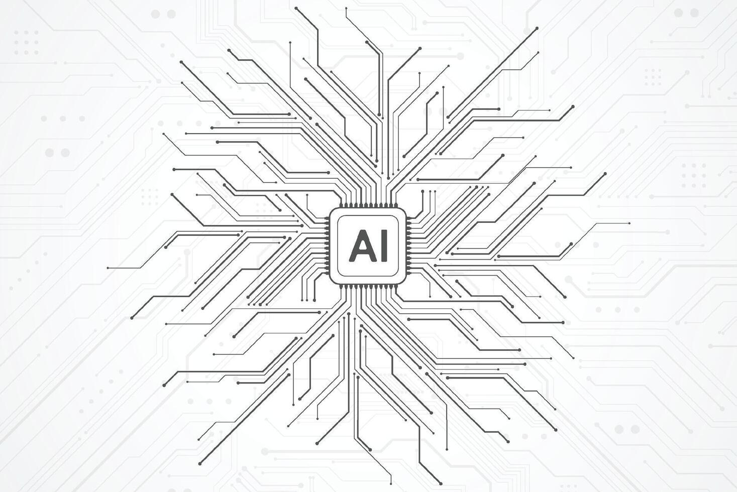 Artificial intelligence circuit line style. Machine learning design. Smart network digital technology vector