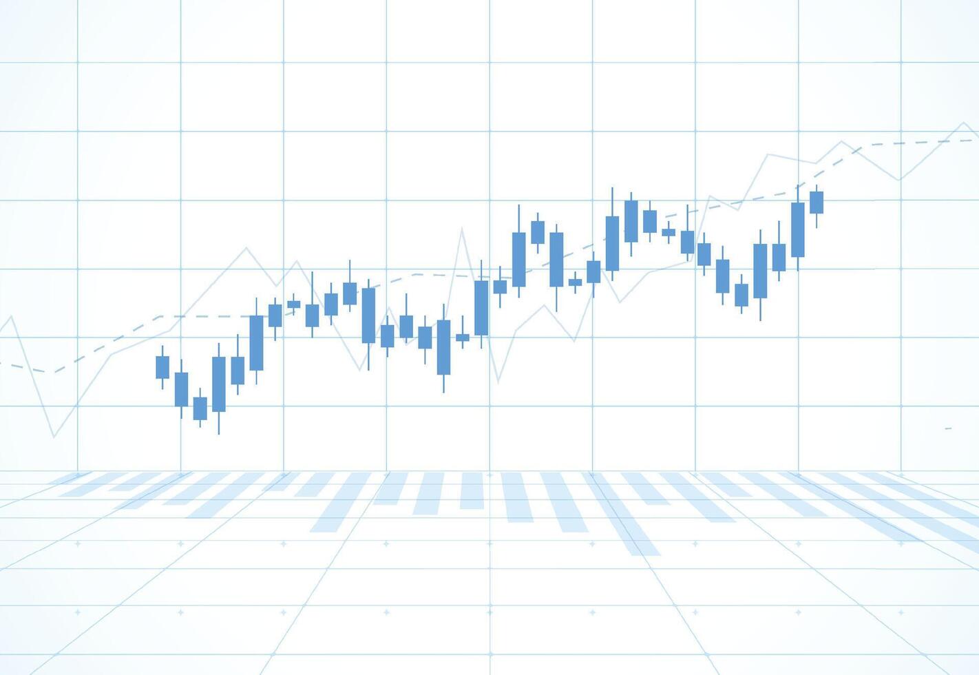 Business candle stick graph chart of stock market investment trading on white background design. Bullish point, Trend of graph vector