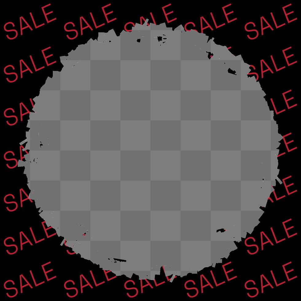 Template for sales events. Perfect for digital and print design. Circular frame with grunge texture. Transparent background for easy photo or product placement. Ideal for promotional materials. vector