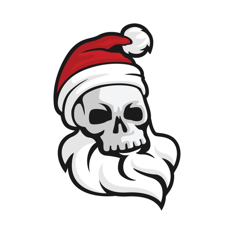 skull santa claus illustration vector