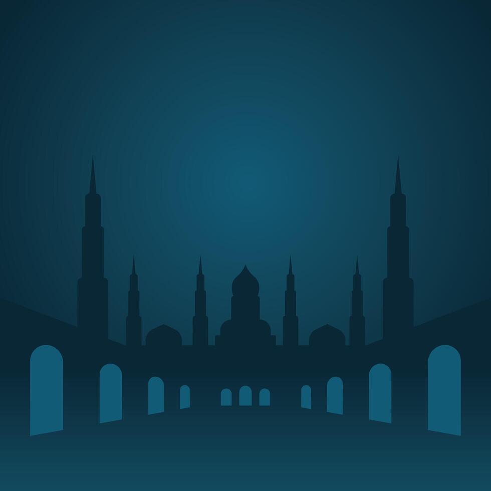 blue background mosque illustration vector