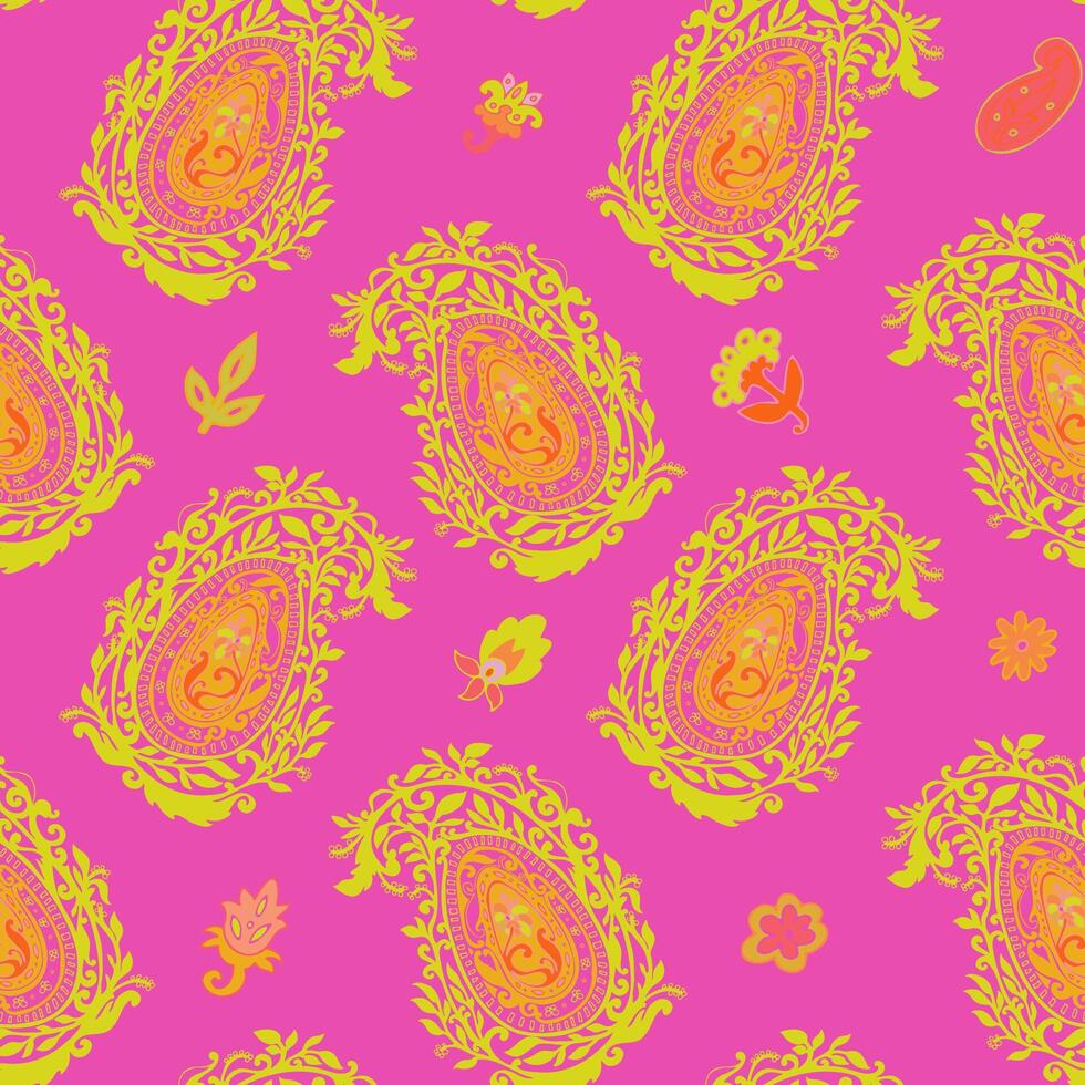 Vibrant Paisley Seamless Pattern Design vector