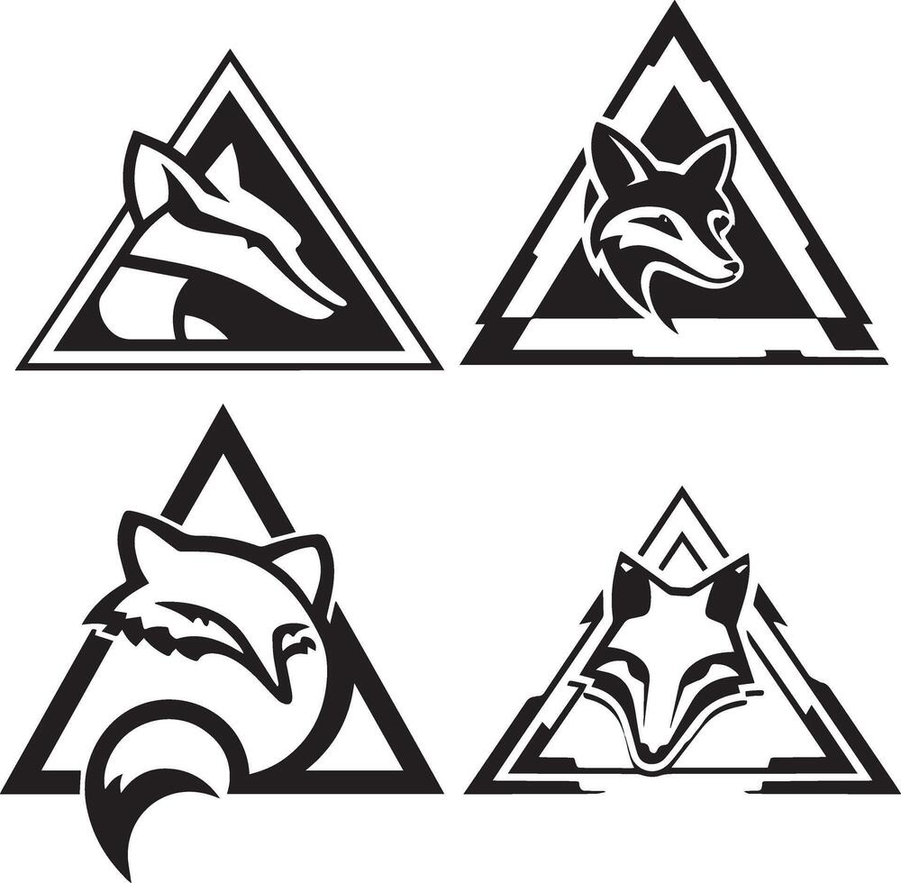 A set of fox head image with triangle, fox head logo vector