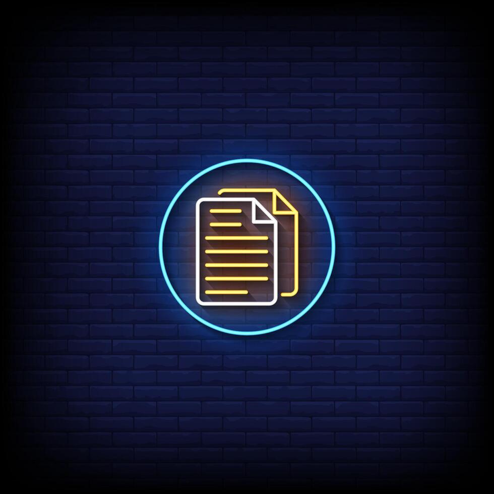 icon file neon sign with brick wall background vector