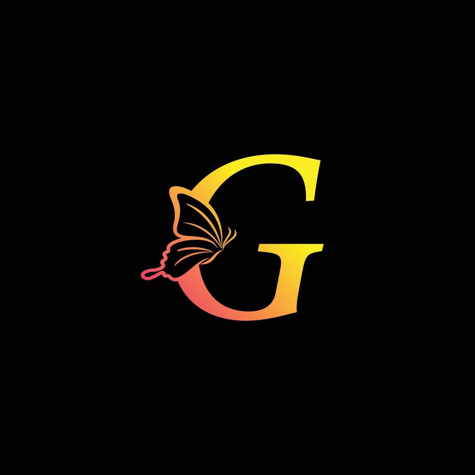 G butterfly Logo Design illustration template, G butterfly logo vector