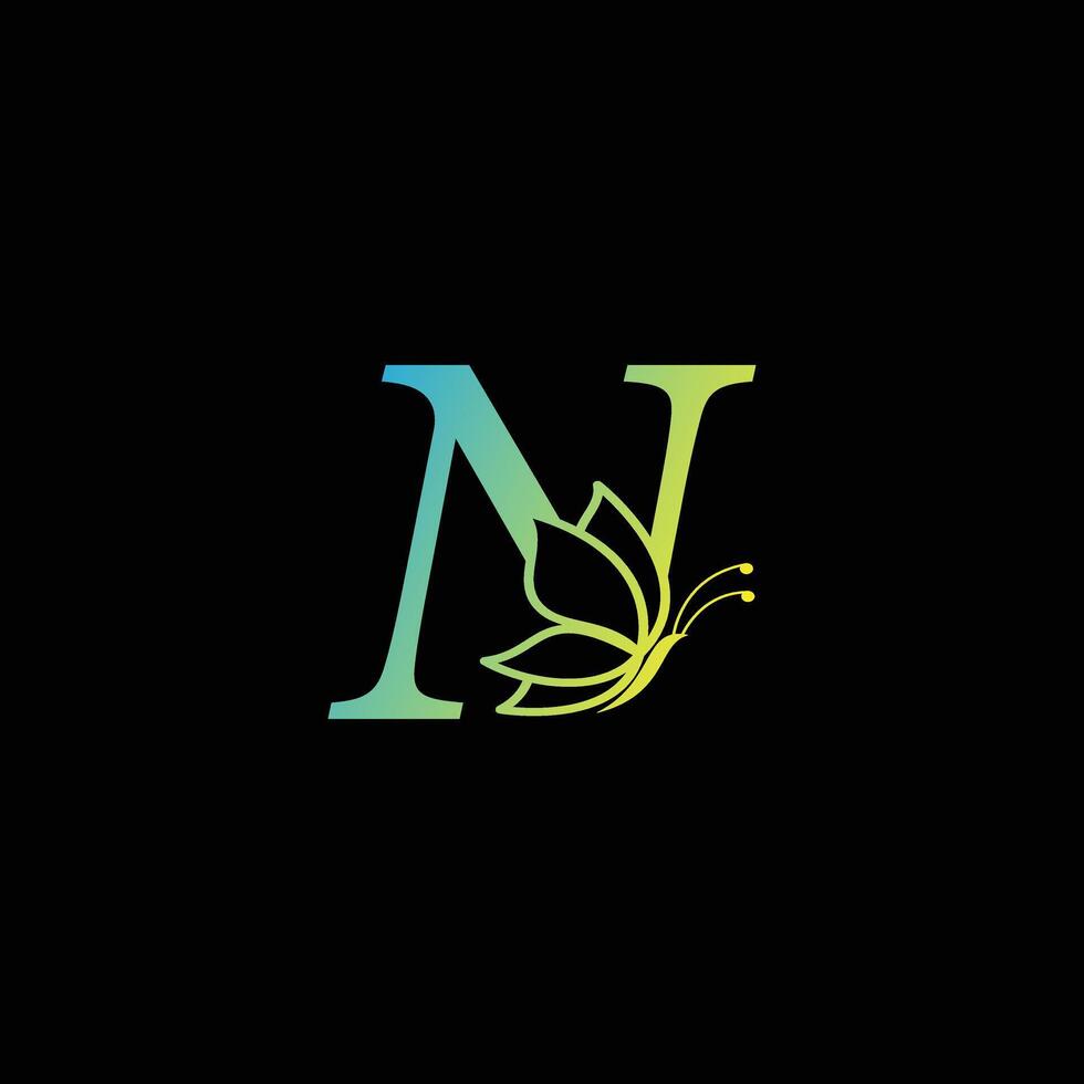 N butterfly Logo Design illustration template, N butterfly logo vector