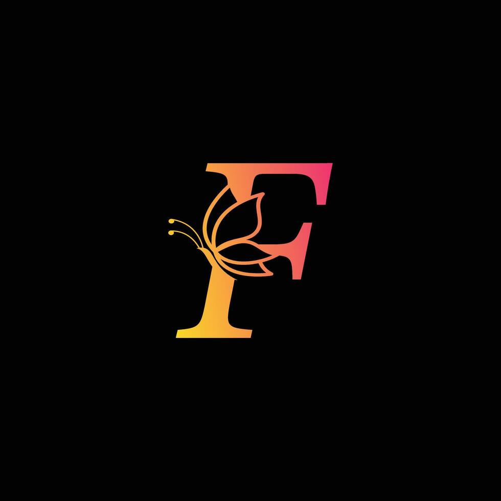 F butterfly Logo Design illustration template, F butterfly logo vector