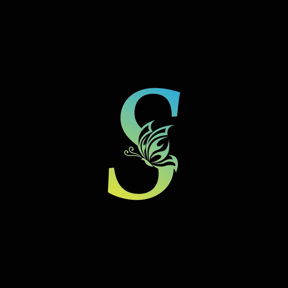 S butterfly Logo Design illustration template, S butterfly logo vector