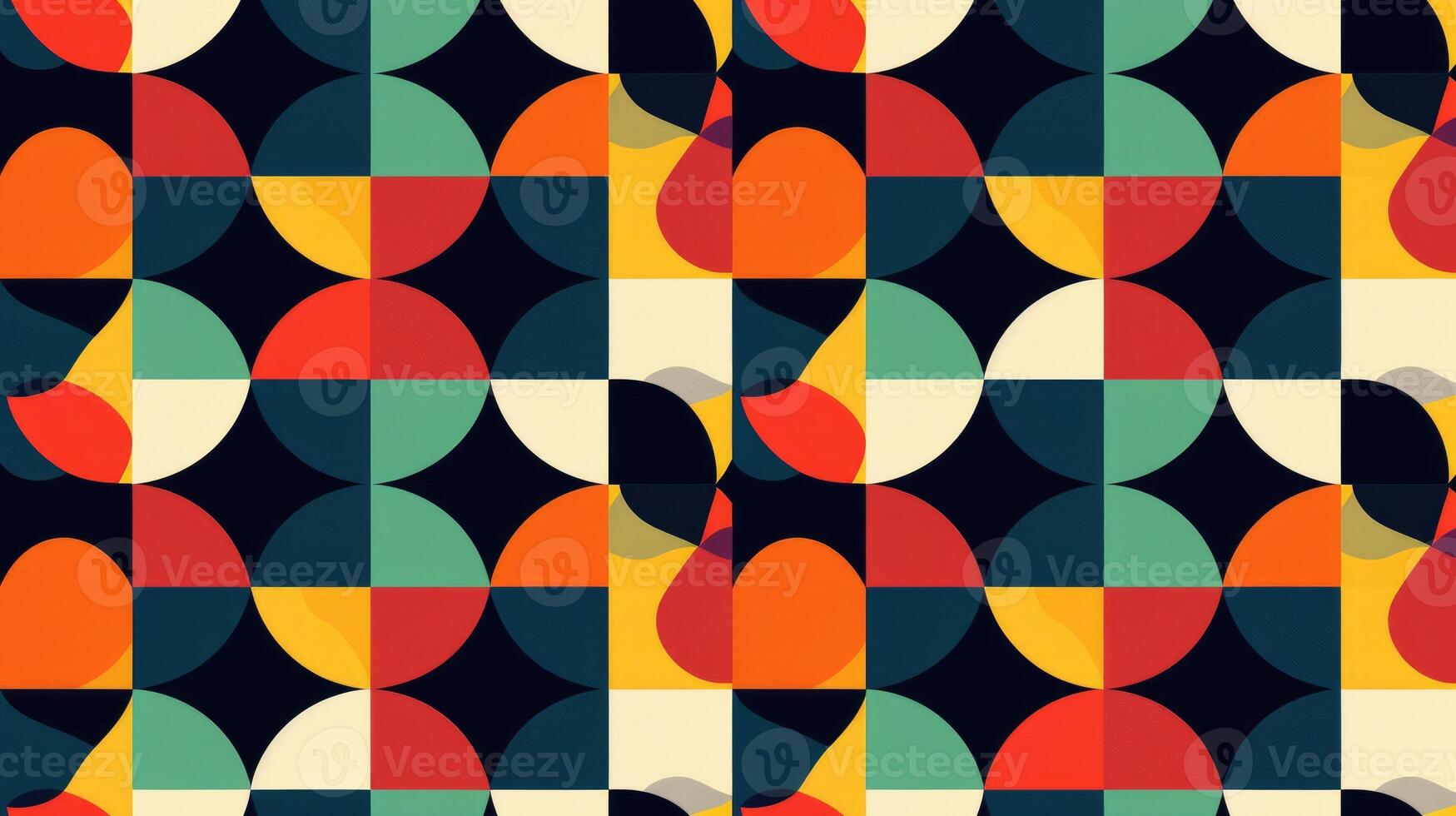 Geometric abstract seamless pattern with colorful rounded tiles endless ornament texture photo