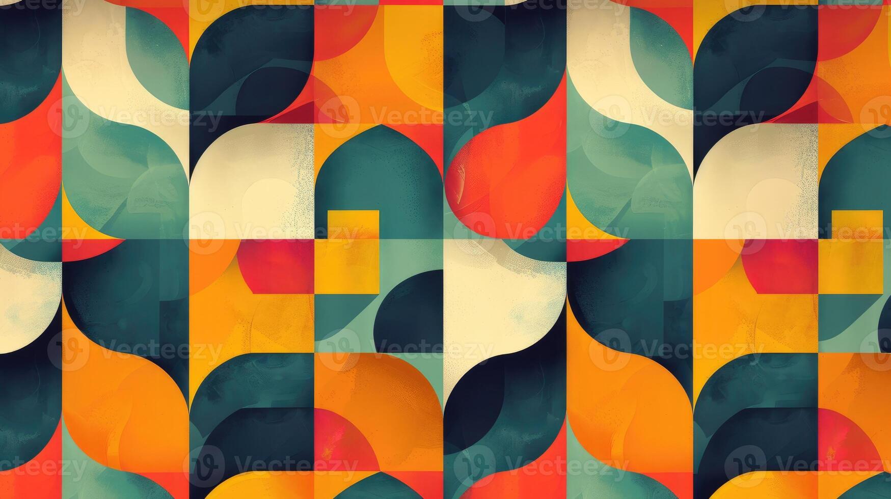 Geometric abstract seamless pattern with colorful rounded tiles endless ornament texture photo