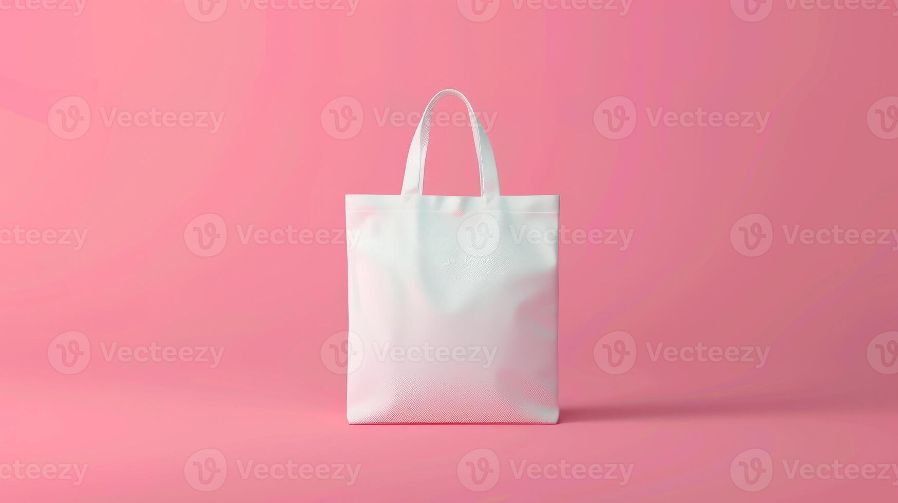 White tote bag isolated on pink background. Mockup photo