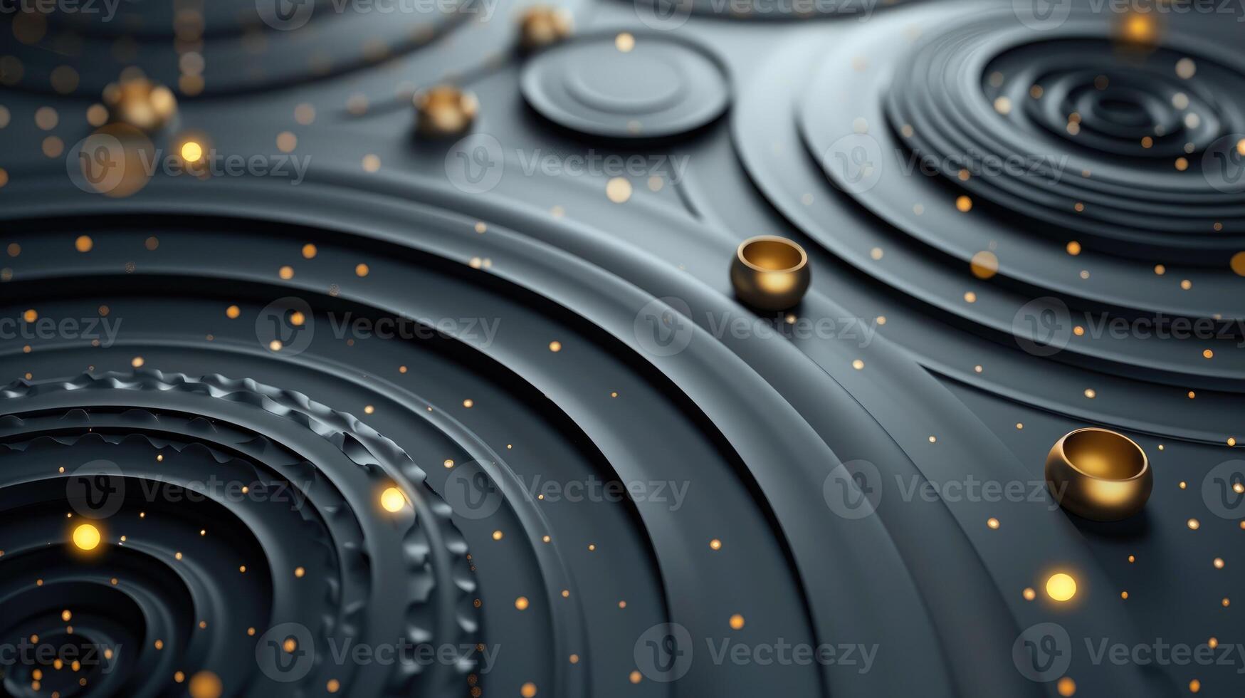 Tech geometric background with abstract golden and grey circles photo