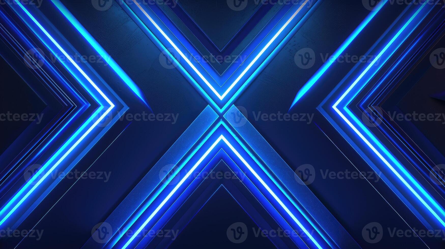 Blue abstract background with glowing arrow geometric lines. Modern shiny blue lines pattern photo