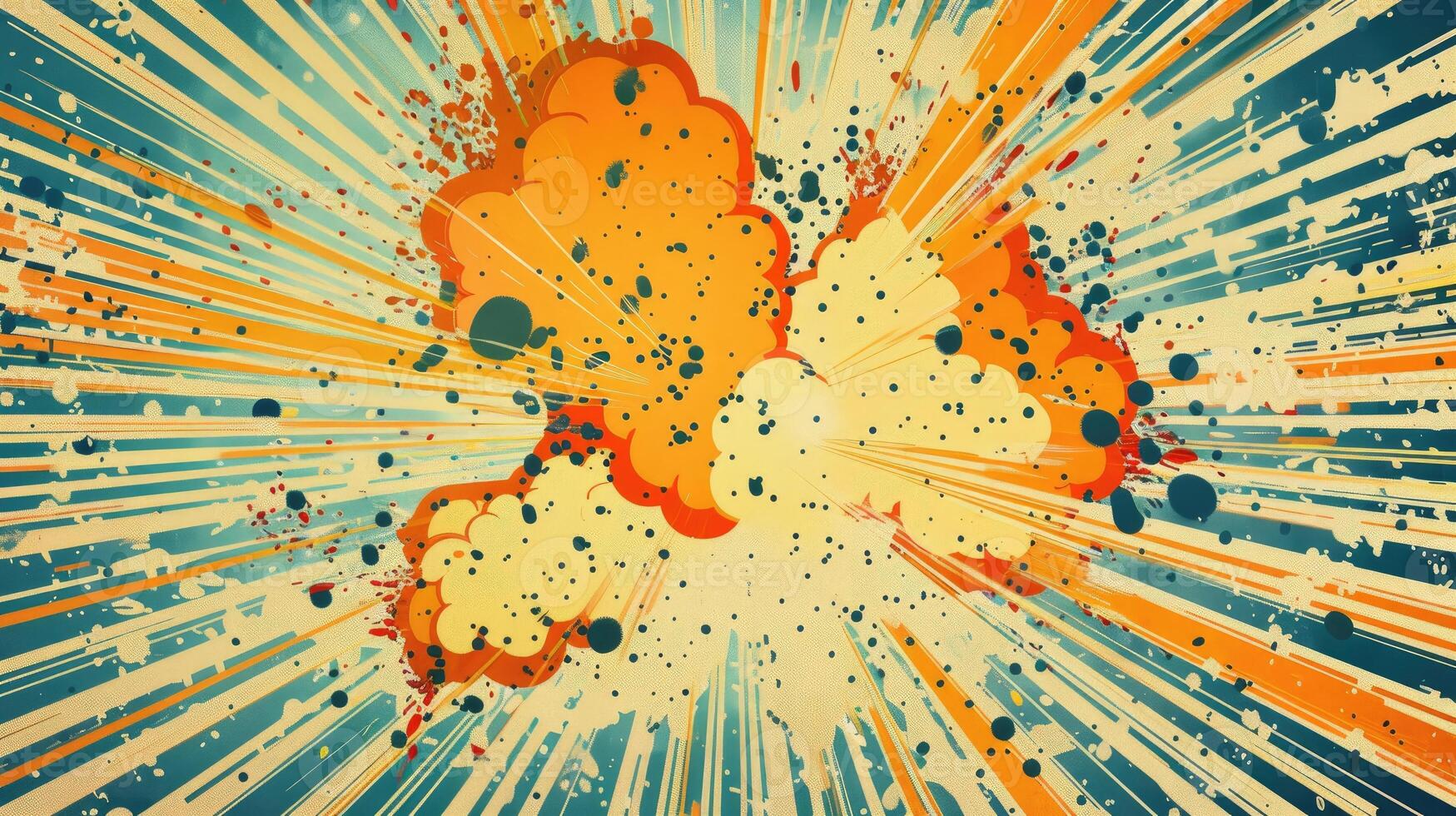 VIntage retro comics boom explosion crash bang cover book design with light and dots. Can be used for decoration or graphics photo