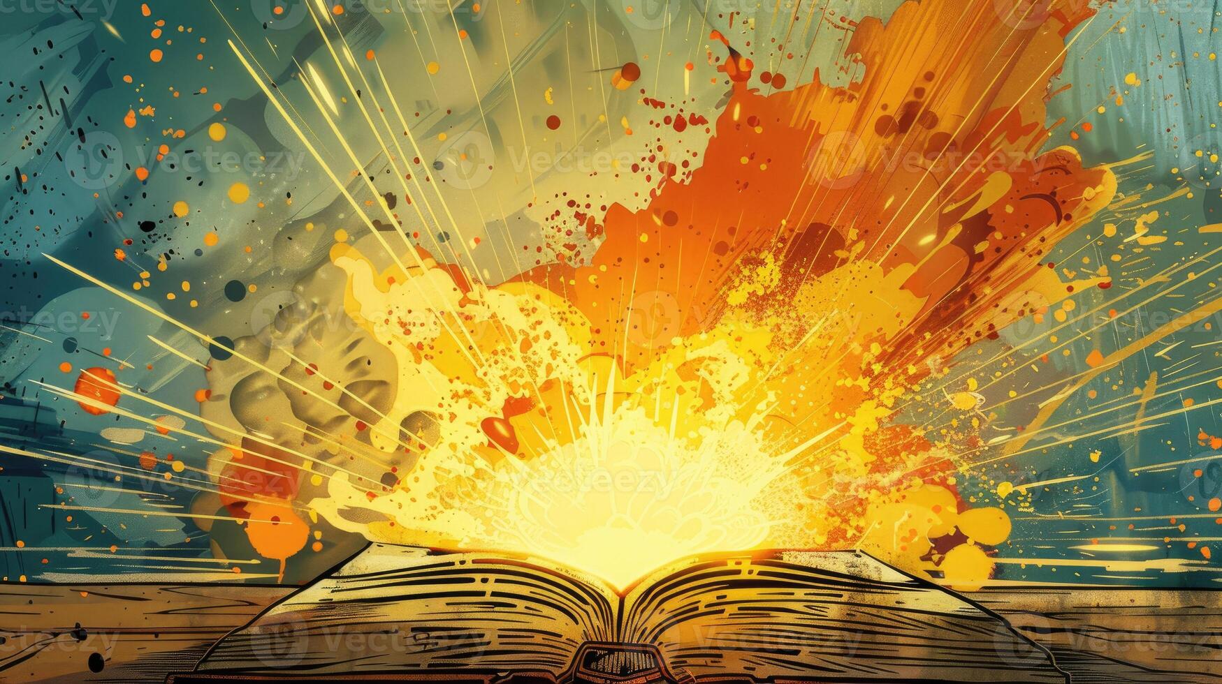 VIntage retro comics boom explosion crash bang cover book design with light and dots. Can be used for decoration or graphics photo