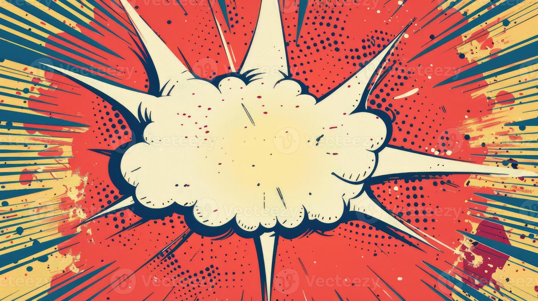 VIntage retro comics boom explosion crash bang cover book design with light and dots. Can be used for decoration or graphics photo
