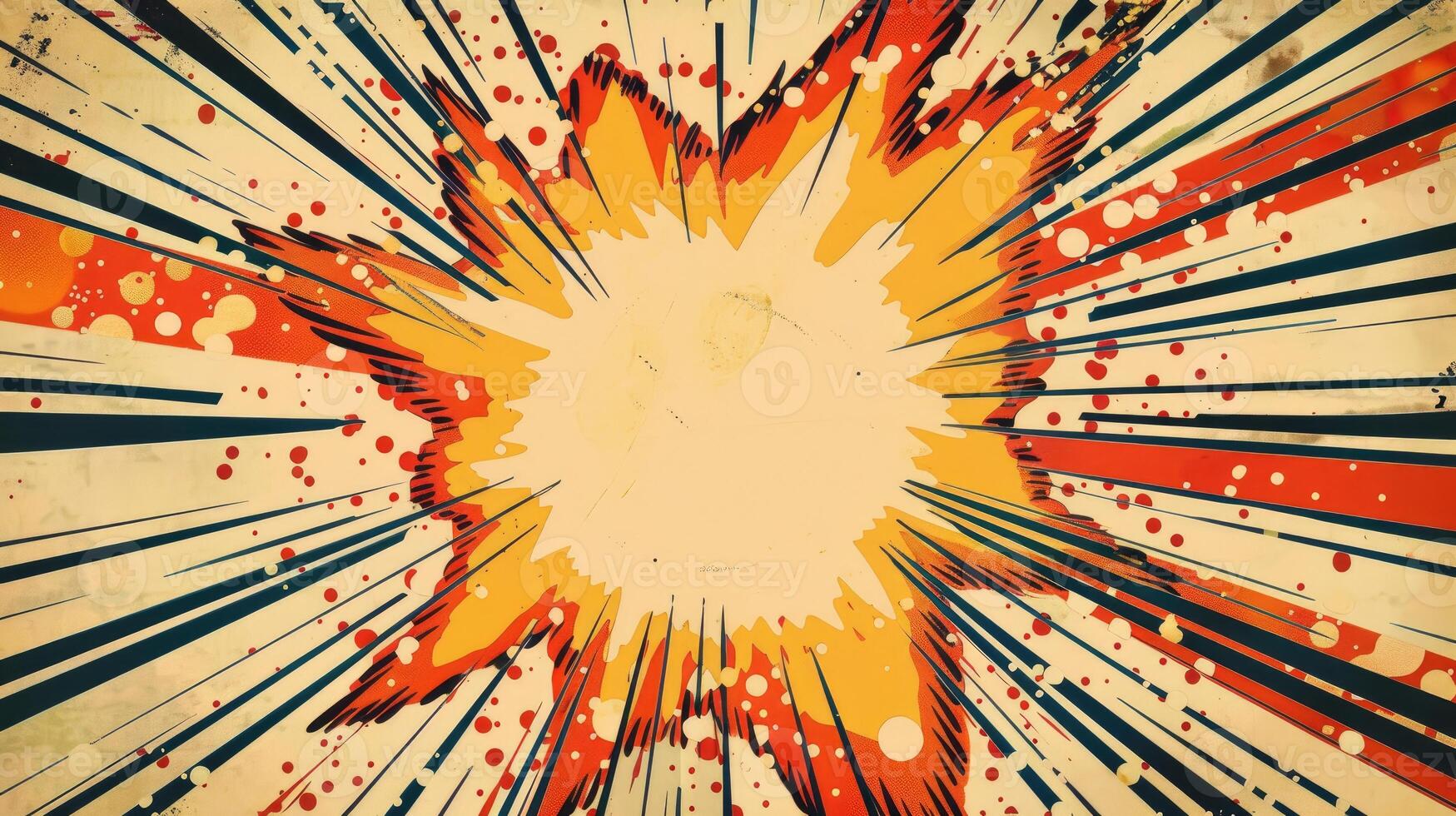 VIntage retro comics boom explosion crash bang cover book design with light and dots. Can be used for decoration or graphics photo