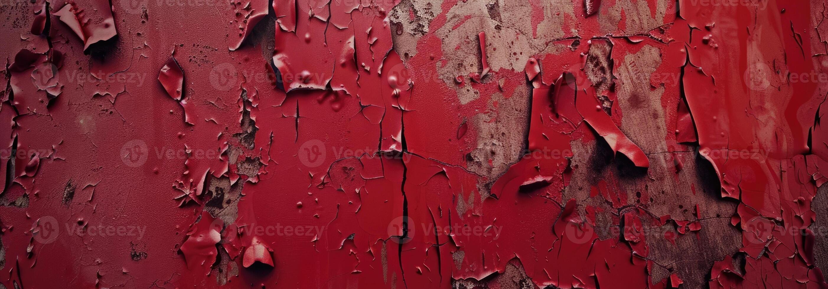 A red wall with peeling paint and paint photo