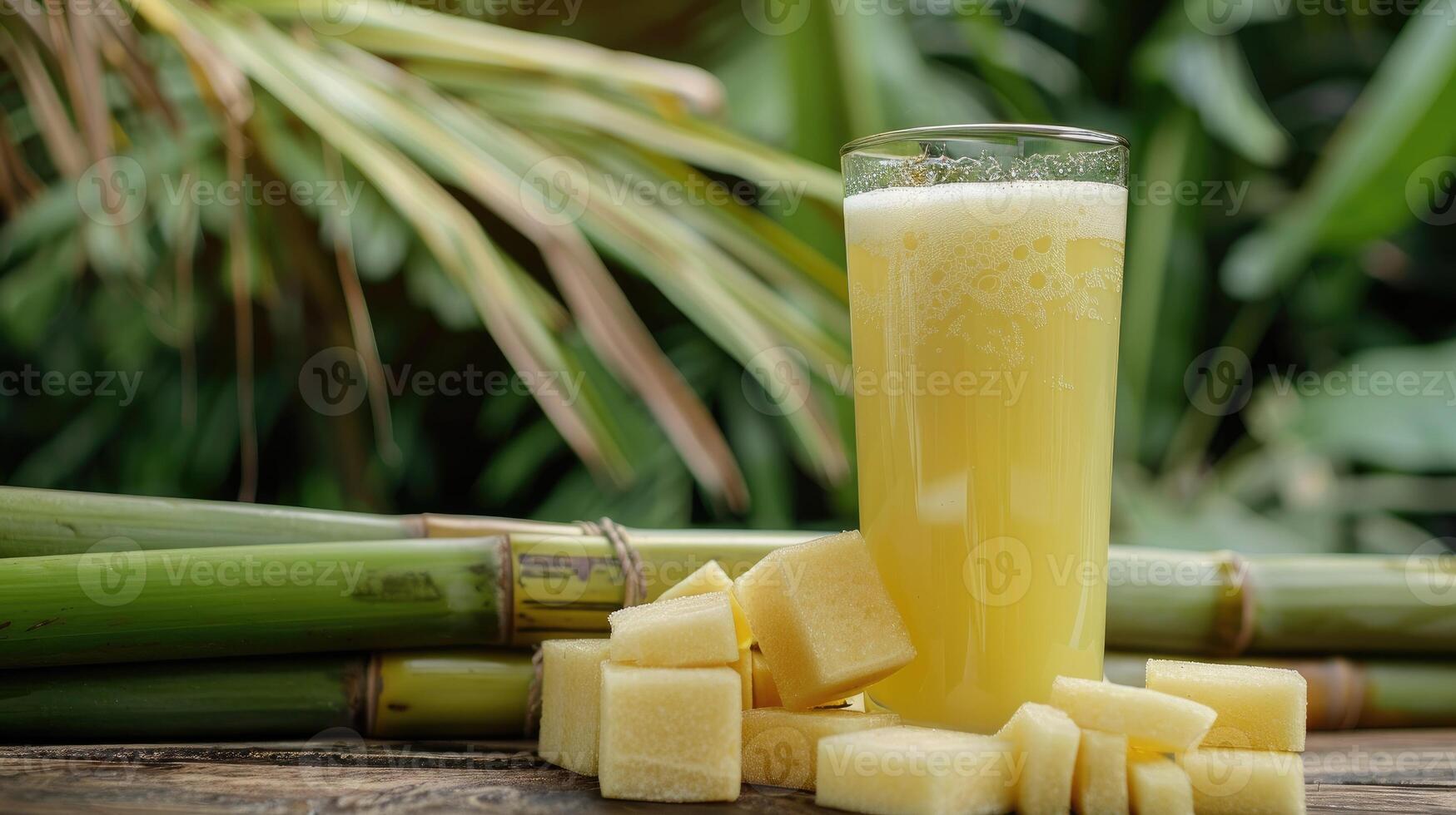 A glass of pineapple juice next to some cubes photo