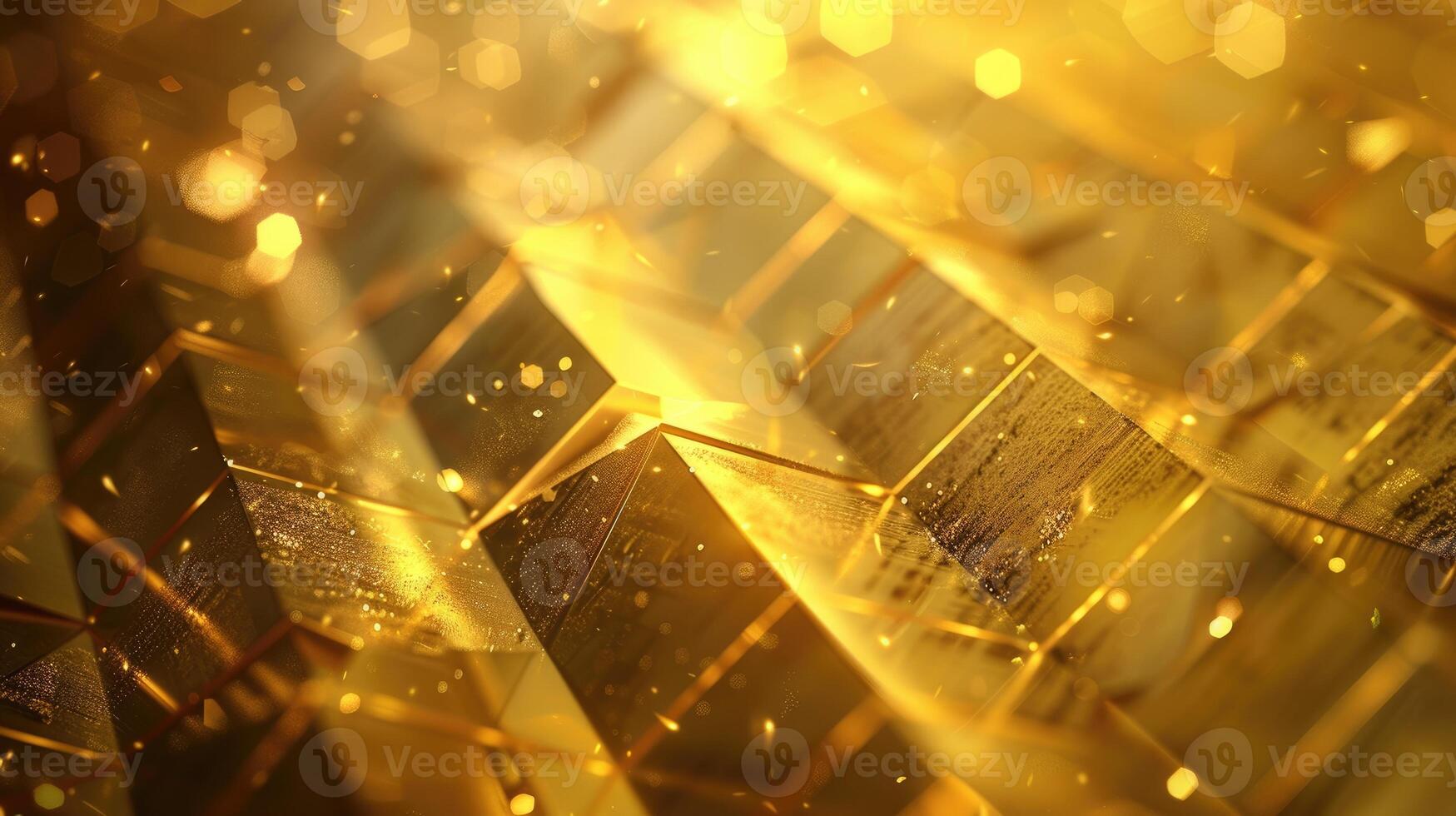 golden geometric background with texture and light effects photo