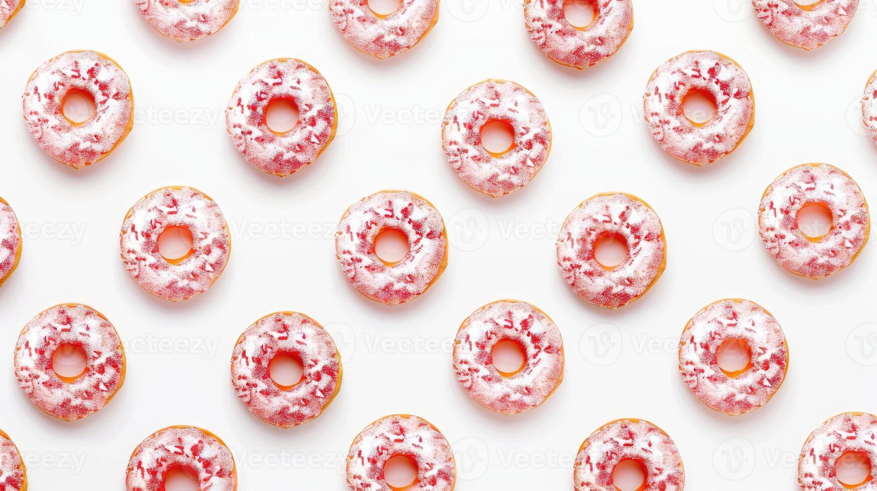 Flat lay donuts pattern isolated on a white background. Top view photo