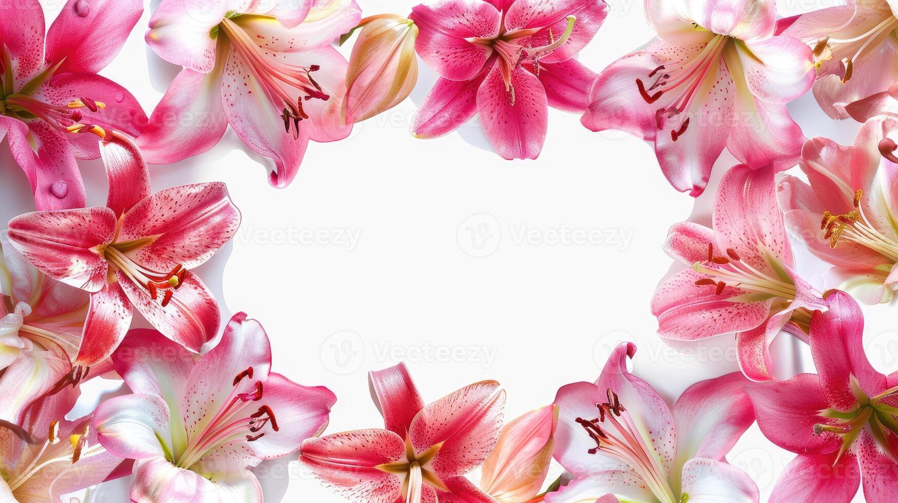 Colorful Floral Frame with White Background. Spring and Summer Floral Design photo