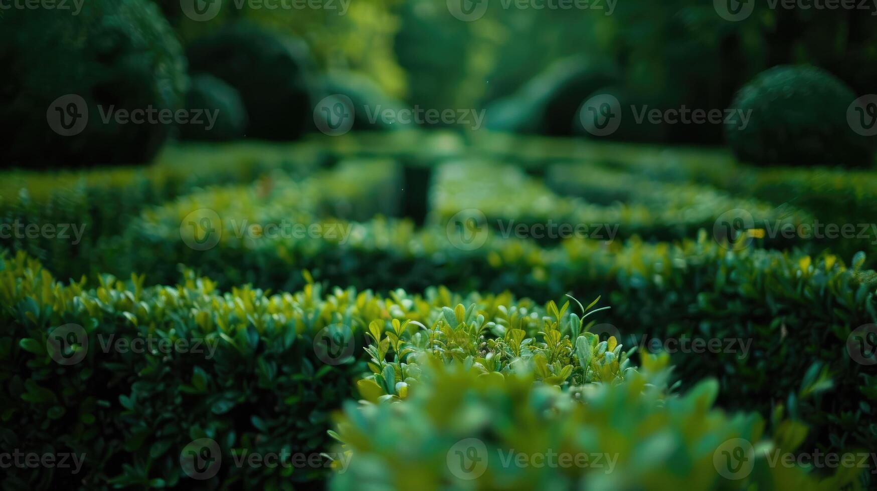 Green plant maze. converging hedges in a park photo