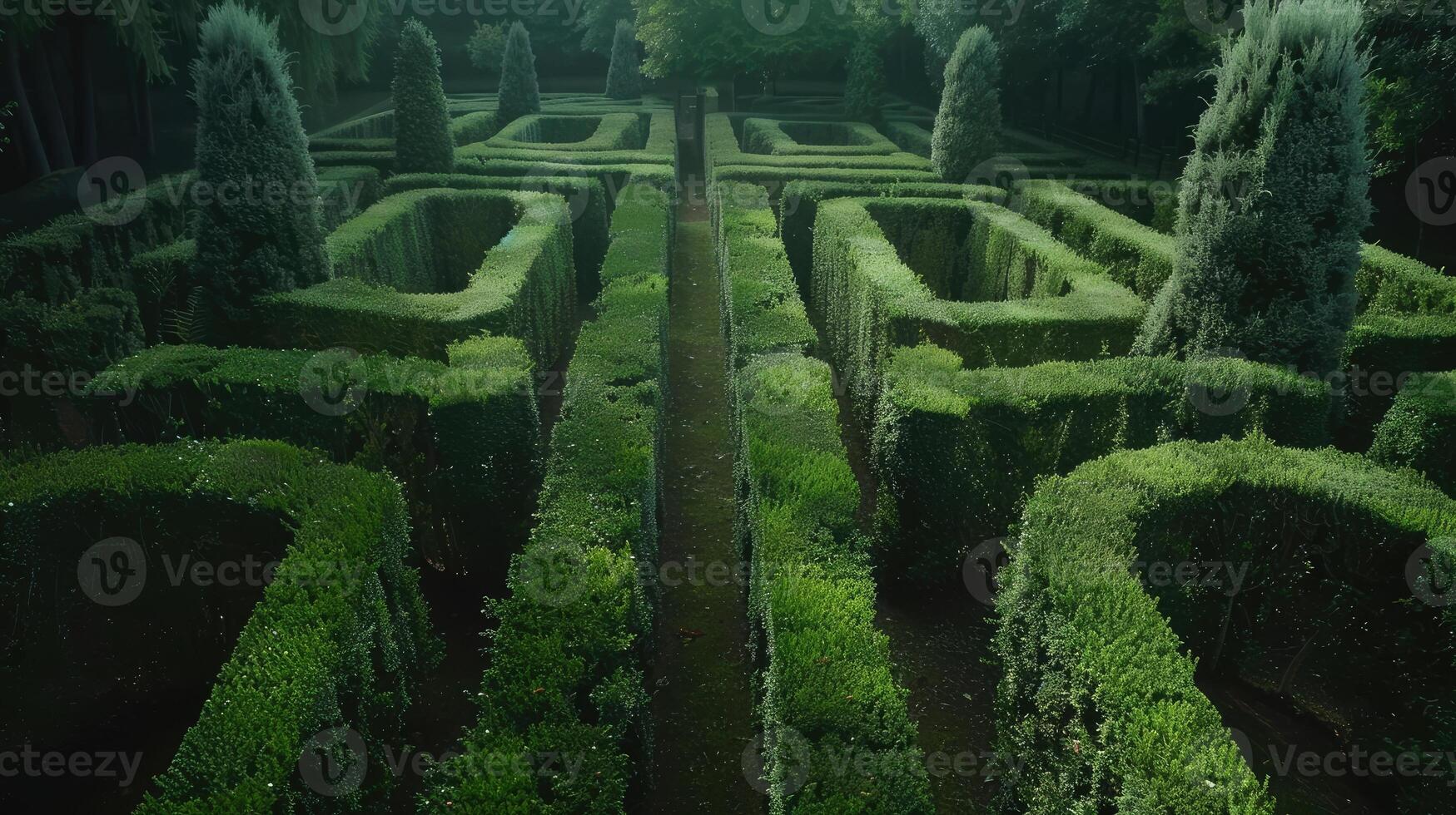 Green plant maze. converging hedges in a park photo