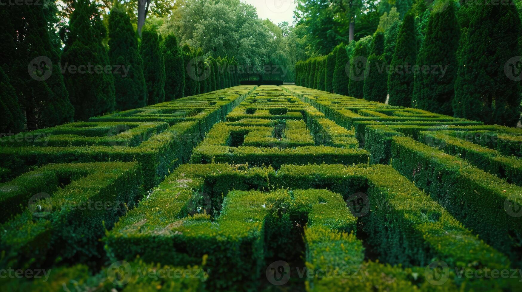 Green plant maze. converging hedges in a park photo