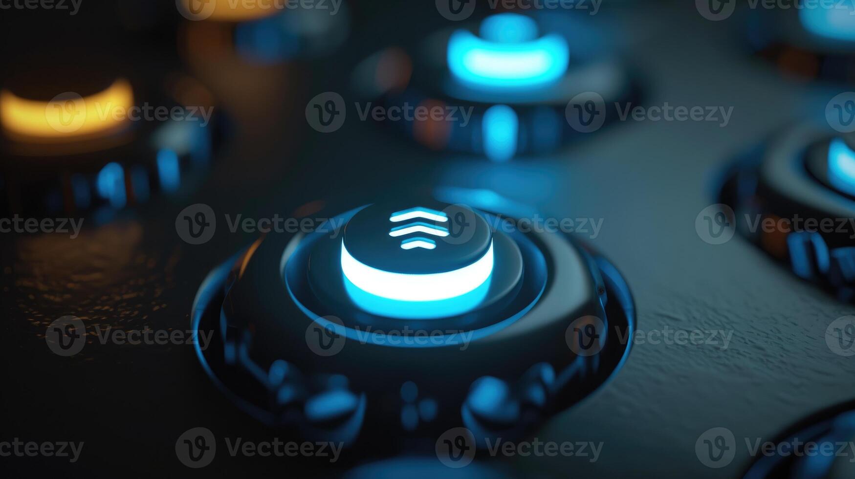 on off toggle switch turned on. Business startup concept. 3D Rendering photo