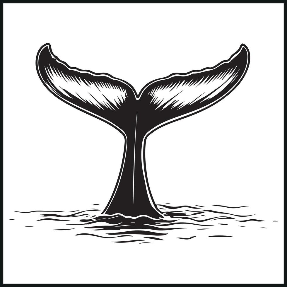 Whale Tail Breaking Water Silhouette vector