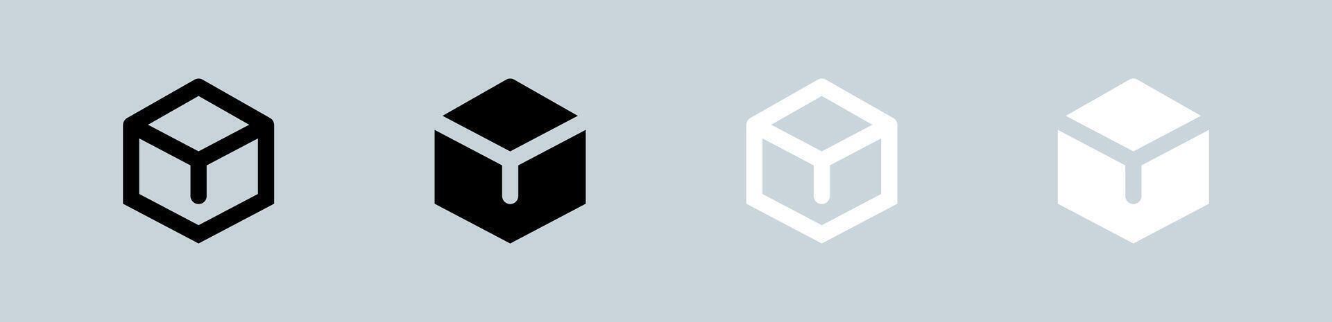 Item icon set in black and white. Package signs illustration. vector