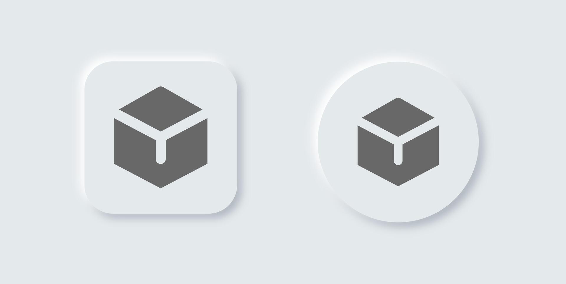 Item solid icon in neomorphic design style. Package signs illustration. vector