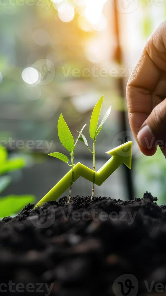 Business Growth Concept Background with Rising Graphs and Success Indicators photo