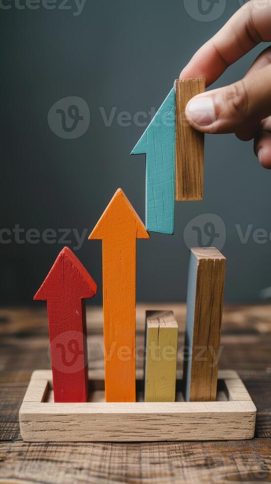 Business Growth Concept Background with Rising Graphs and Success Indicators photo