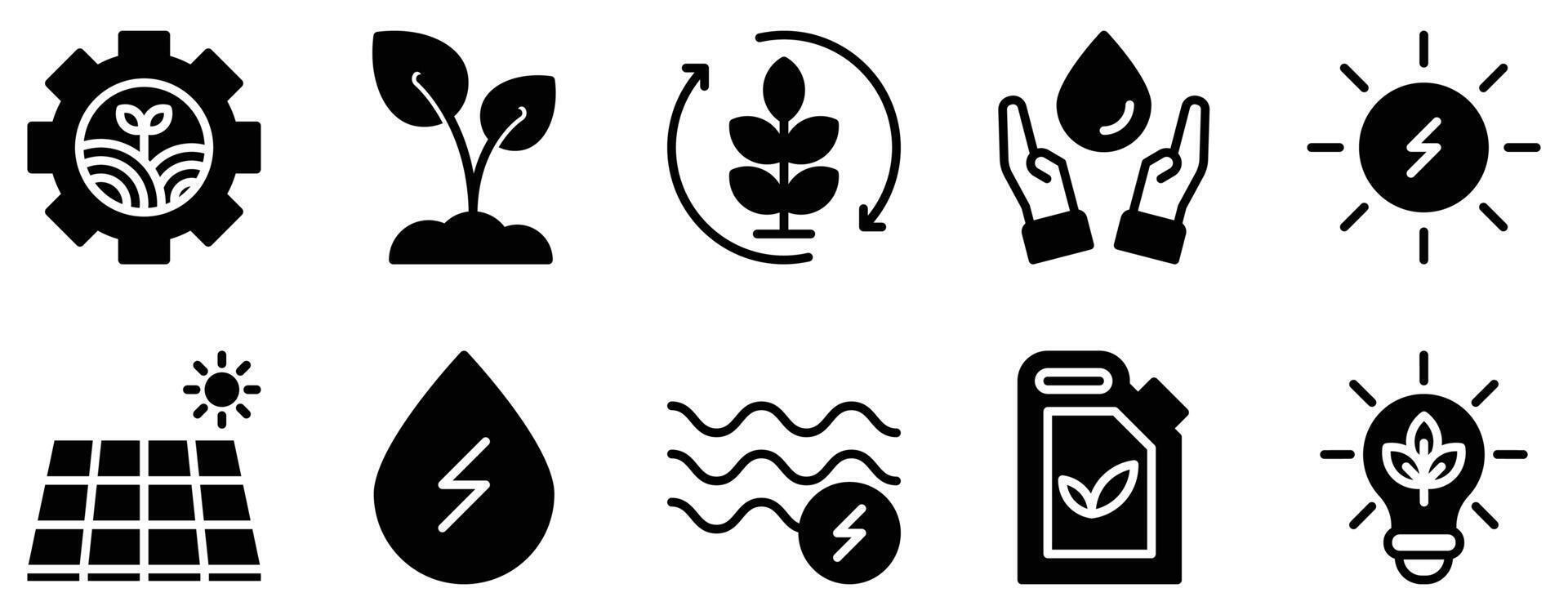 Ecology Icon Set Sustainable Solid Style Collection for Environmental Awareness vector