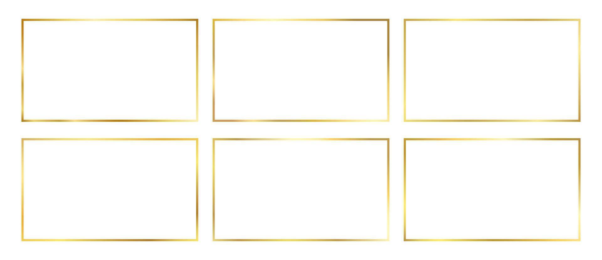Luxury gold frame decorative element collection. Set of rectangle golden border illustration vector