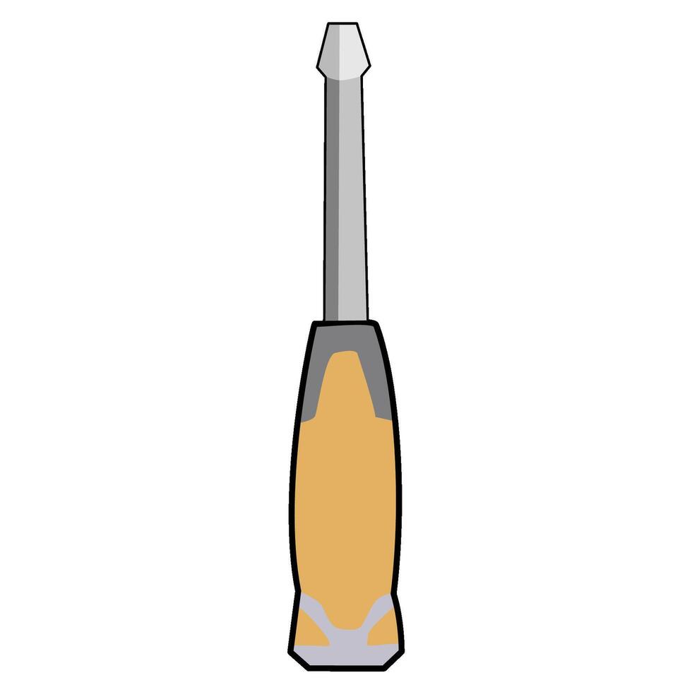 Flathead Screwdriver with a yellow handle, work, labor, construction, husband for an hour, flat design, simple image, cartoon style. vector
