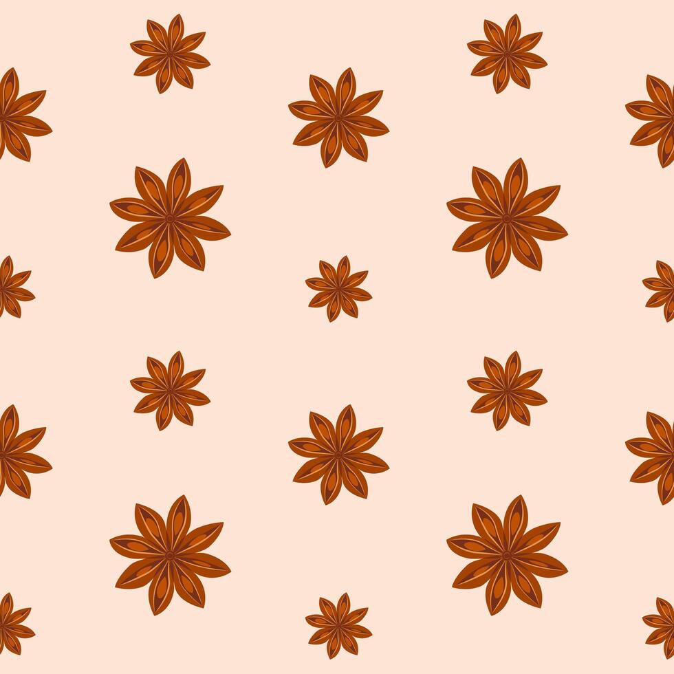 Seamless pattern with dried star anise isolated on light background vector