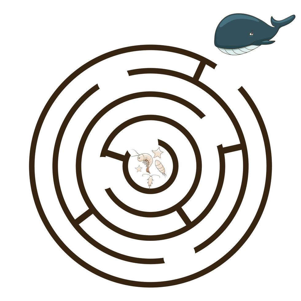Game labyrinth find a way whale illustration vector