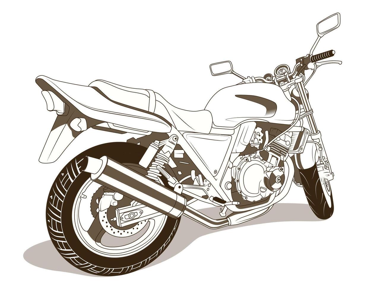 Motorbike thin lines with shadows emblem illustration vector