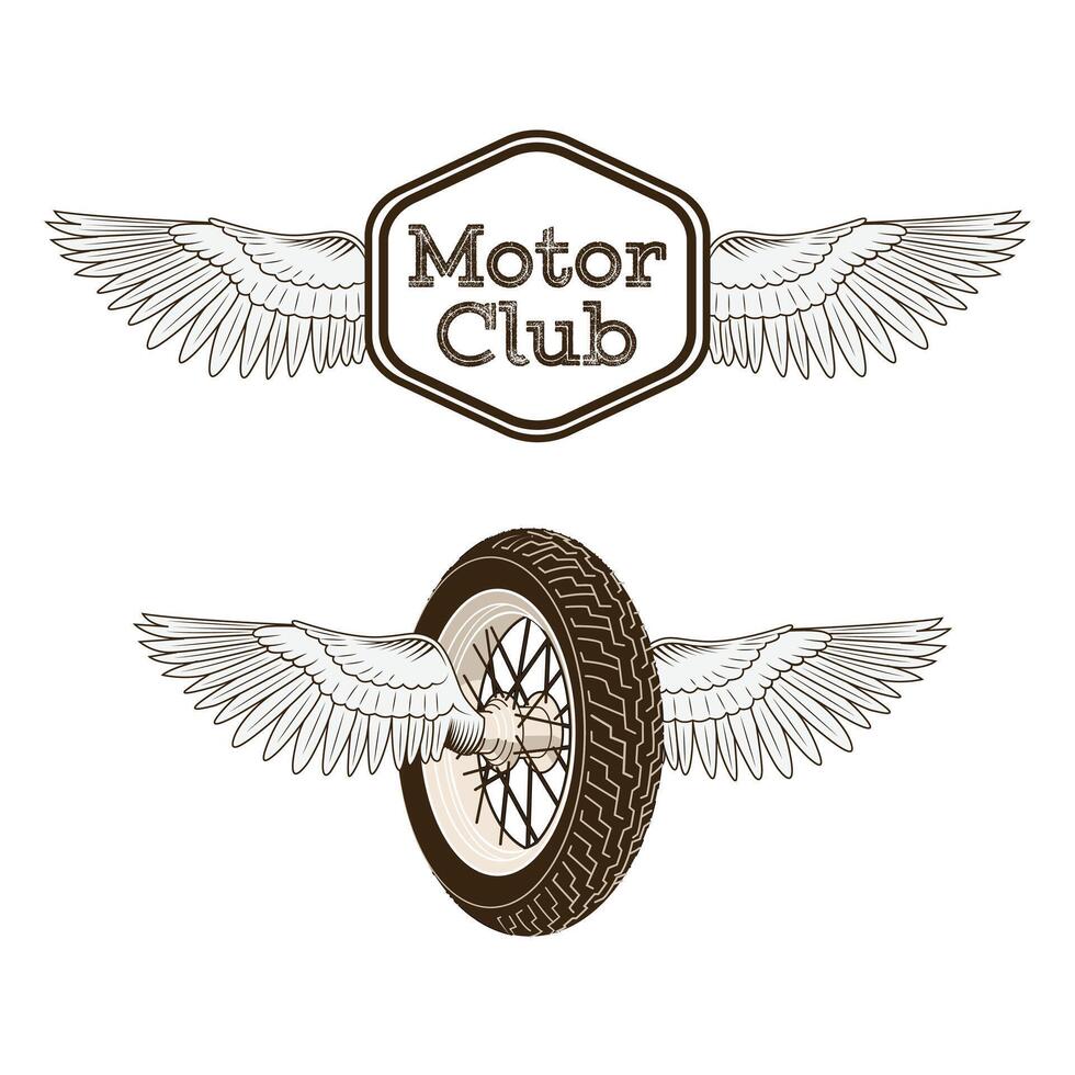 Motorcycle club logo emblem colorless thin line illustration vector