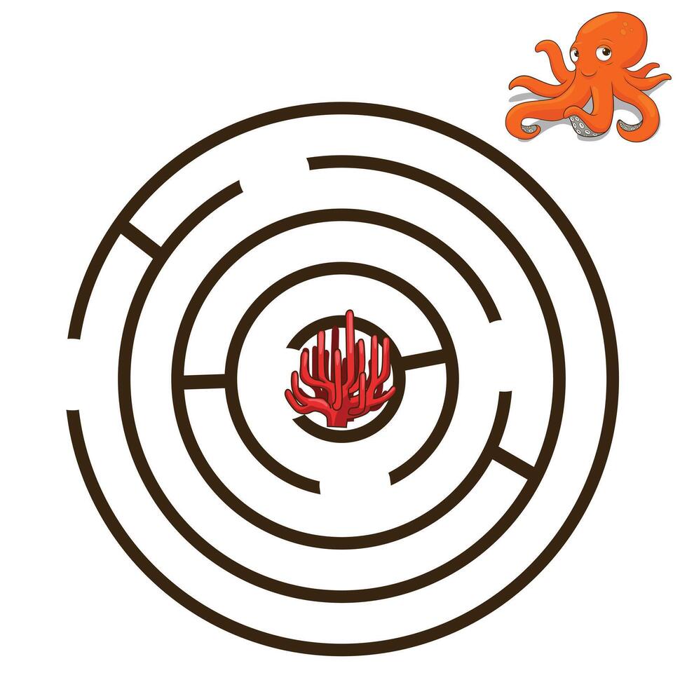 Game labyrinth find a way octopus illustration vector