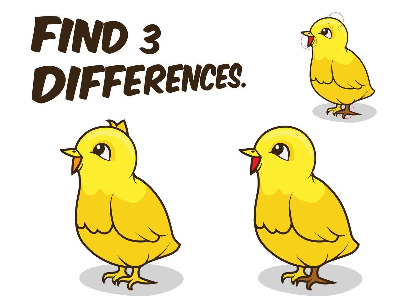 Find differences game chicken cartoon colorful illustration vector