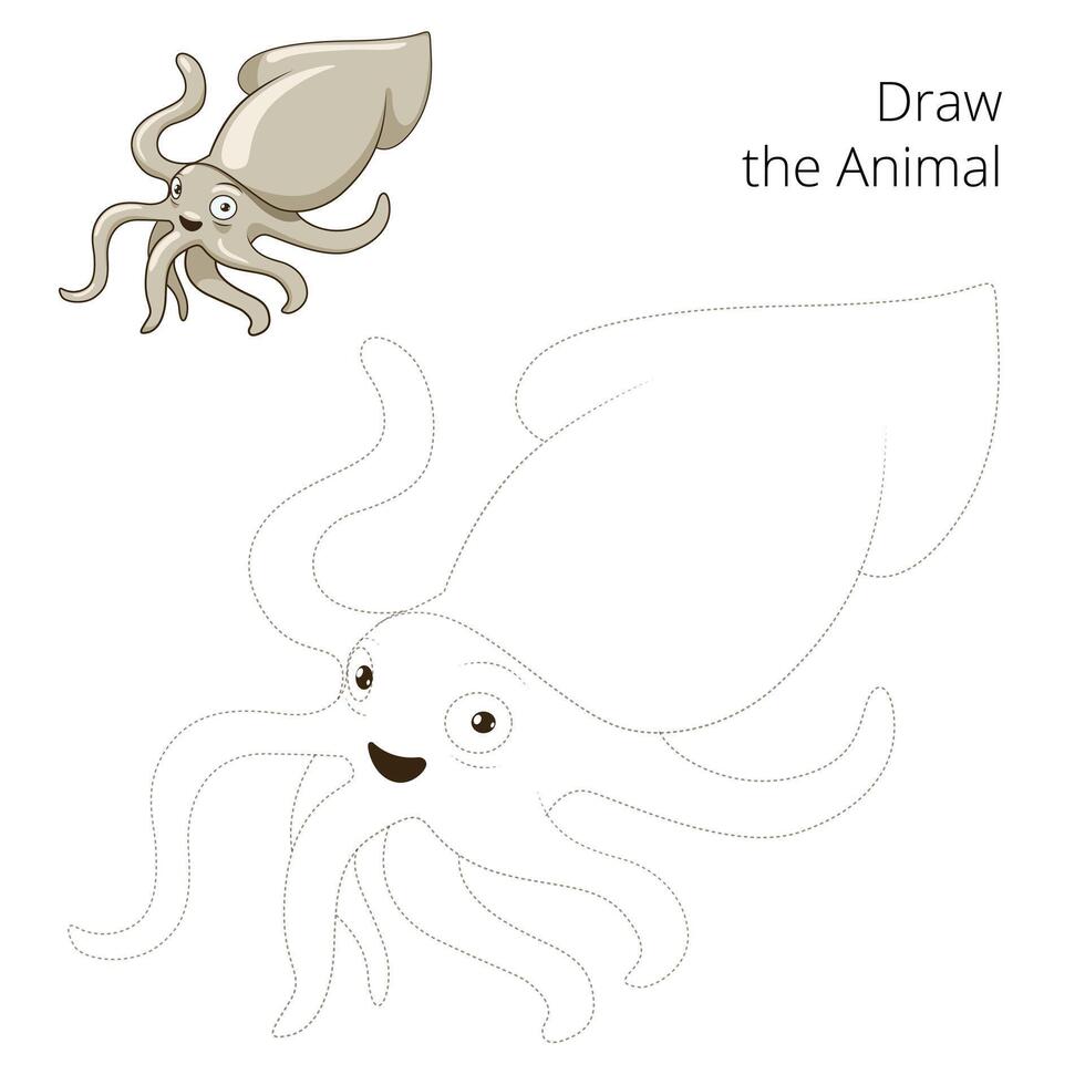 Draw the squid educational game illustration vector