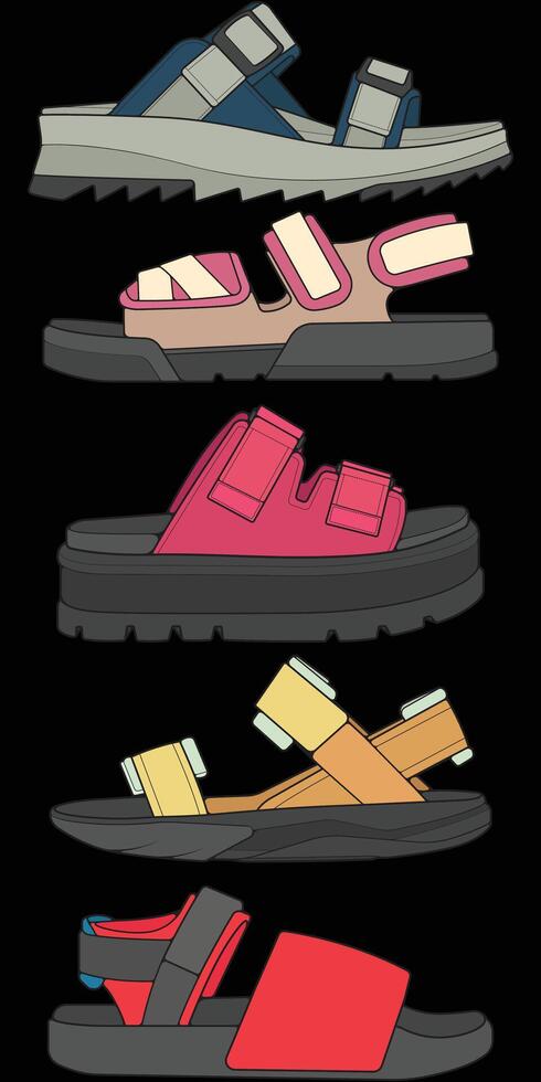 Bundling set sandal illustration. Modern sandal cartoon Isolated. vector