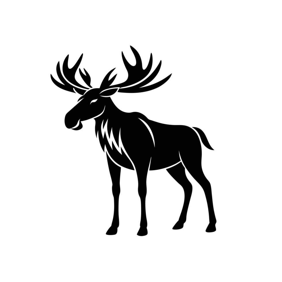 Moose Stag Deer Logo Icon Illustration Silhouette for Forest Adventures vector